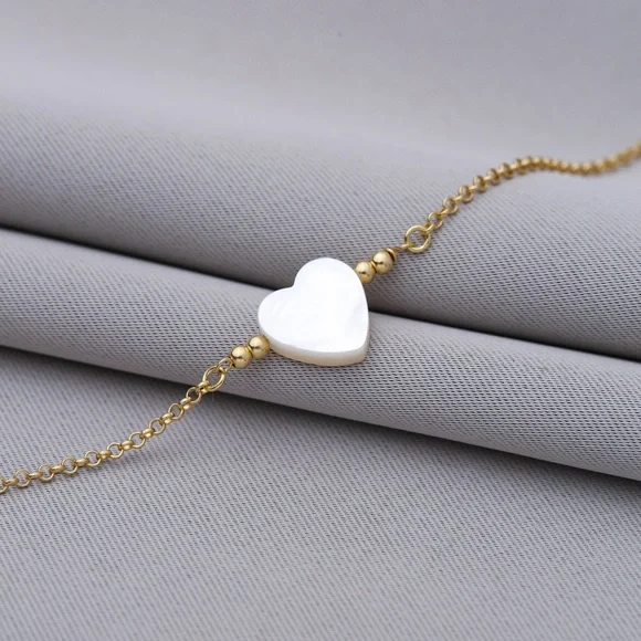 🤍 Mother of Pearl Heart Bracelet - 925 Sterling Silver 💎 - Picture 2 of 4